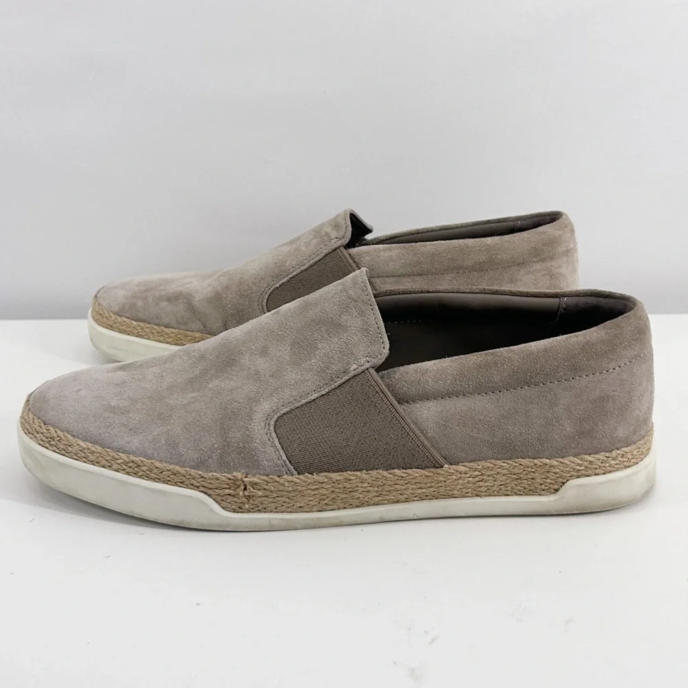 Vince Johan Grey Suede Leather Slip On Espadrille Sneakers Flats Size 9